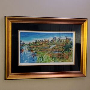 YUVAL WOLFSON GALLERY PIECE SERIGRAPH AUTUMN REFLECTIONS SIGNED 21X30" FRAMED